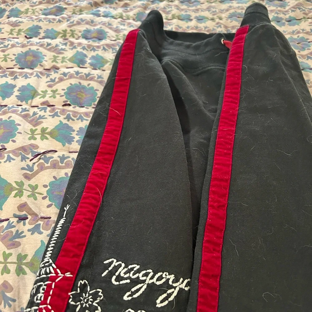 Lucky Brand Black and Red Embroidered Flare Pants - Picture 2 of 4